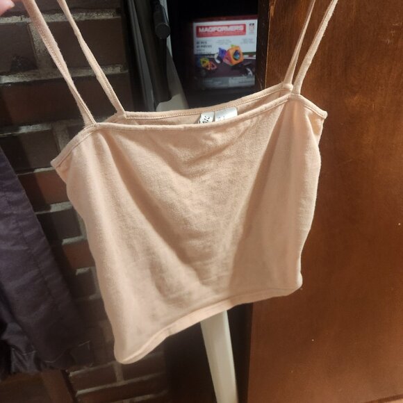Divided Tops - Light Pink Crop Tank Top, S